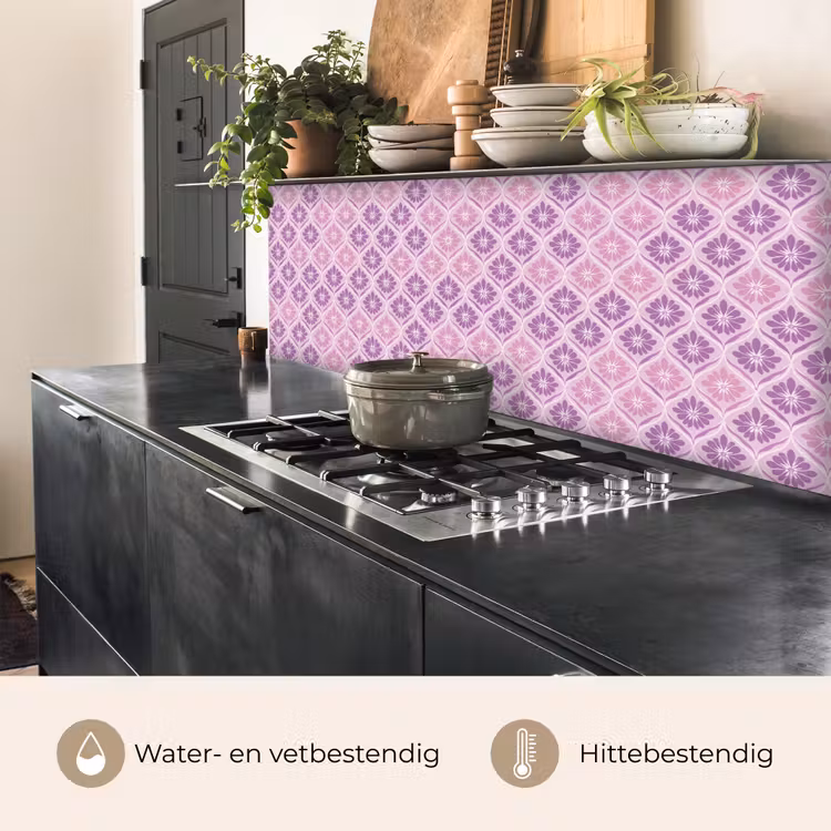 Keuken achterwand - Bloemenruit - Patroon - Paars — 5