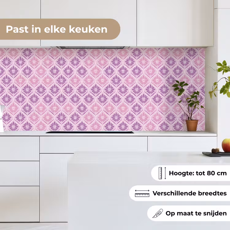 Keuken achterwand - Bloemenruit - Patroon - Paars — 7