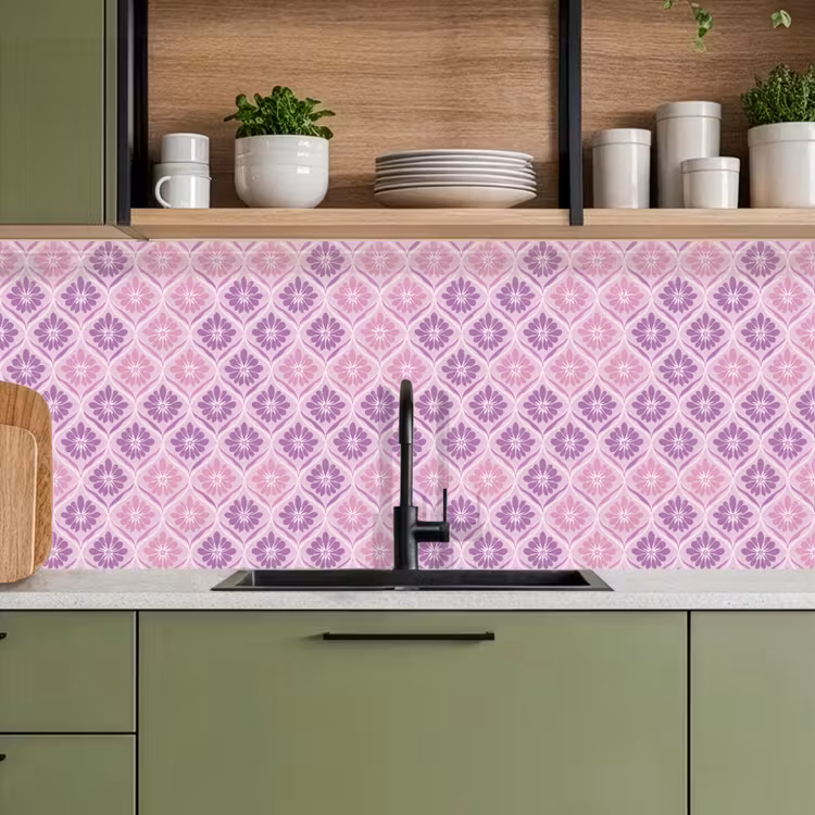Keuken achterwand - Bloemenruit - Patroon - Paars — 8