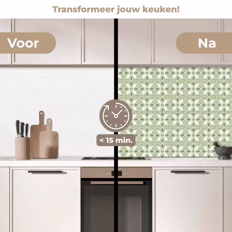Keuken achterwand - Patroon - Bloemenvorm - Groen — 3
