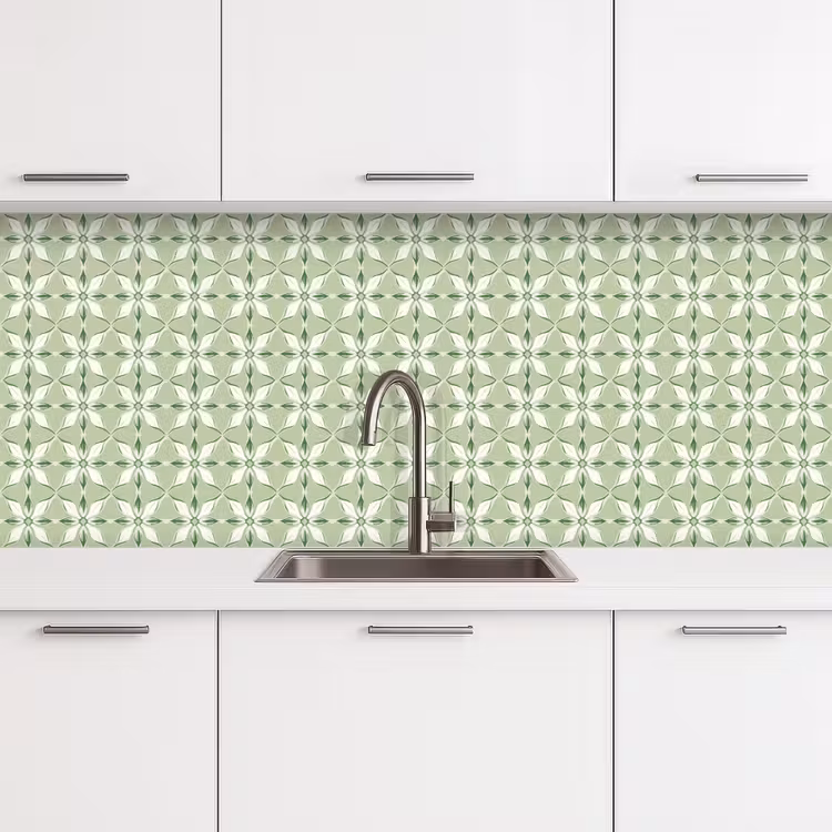 Keuken achterwand - Patroon - Bloemenvorm - Groen — 4