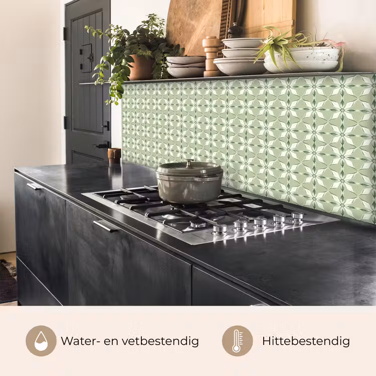Keuken achterwand - Patroon - Bloemenvorm - Groen — 5