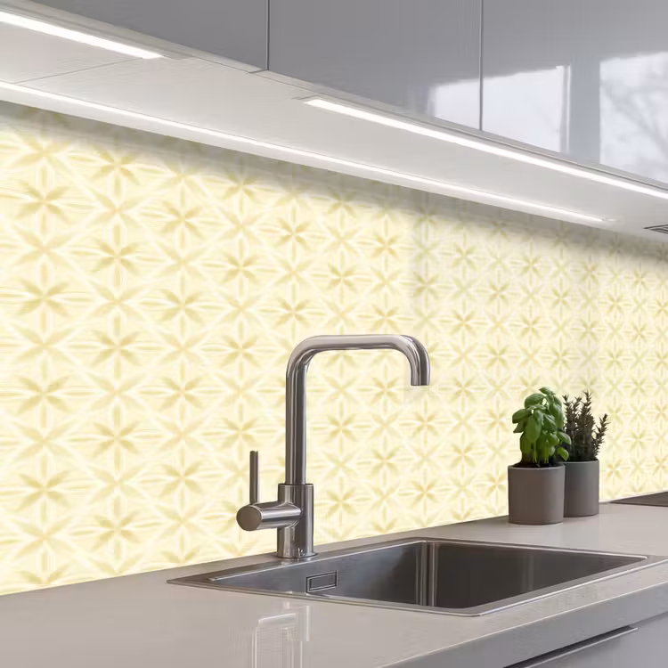 Keuken achterwand - Patroon - Subtiel - Geel — 2