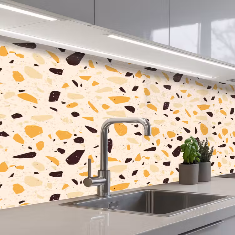 Keuken achterwand - Terrazzo - Patroon - Geel - — 2