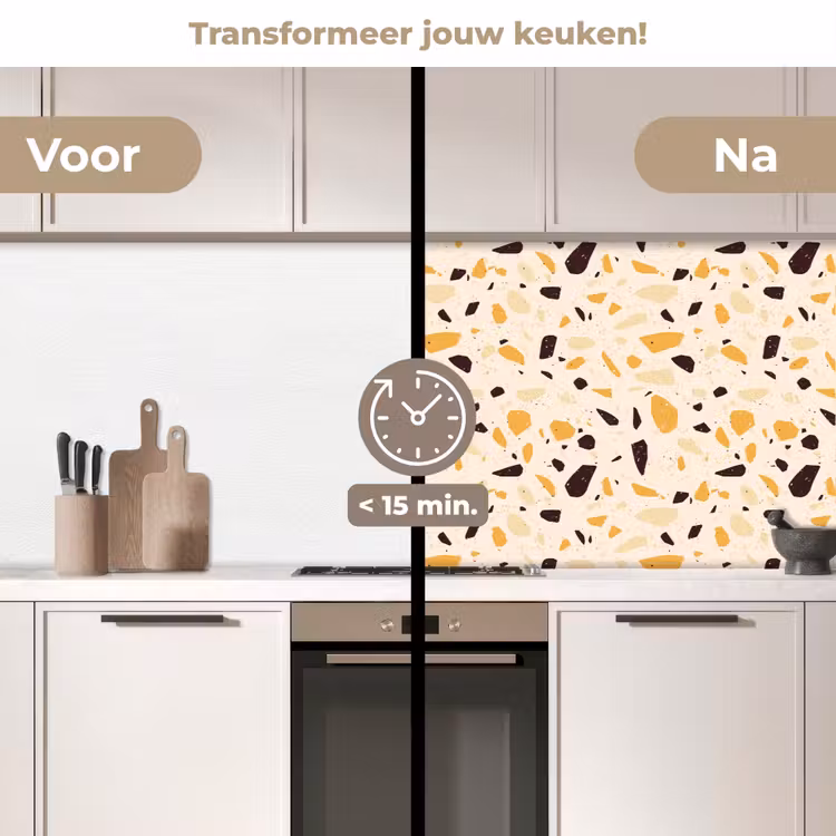 Keuken achterwand - Terrazzo - Patroon - Geel - — 3