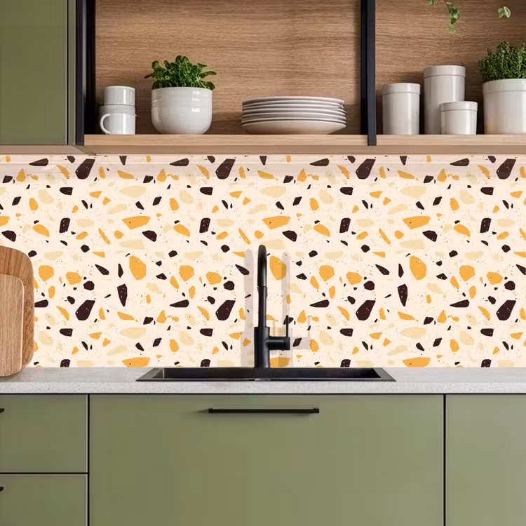 Keuken achterwand - Terrazzo - Patroon - Geel - — 8