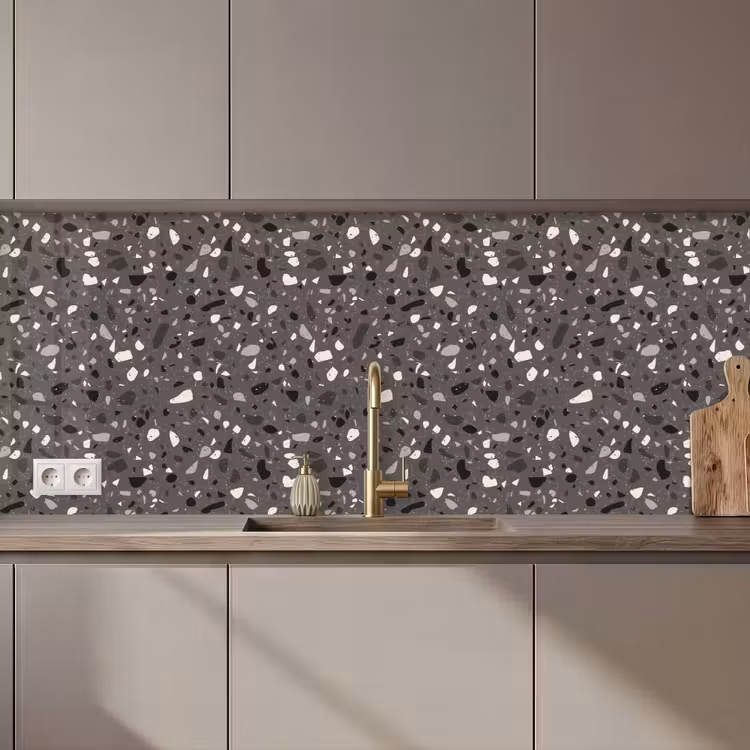 Keuken achterwand - Terrazzo - Patroon - Grijs — 1