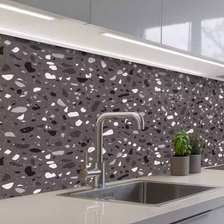 Keuken achterwand - Terrazzo - Patroon - Grijs — 2