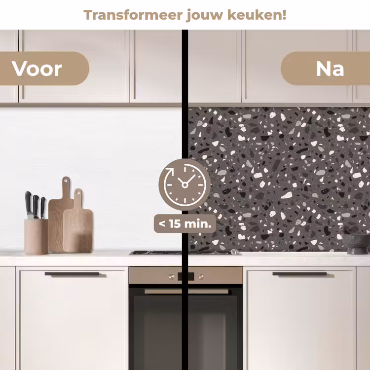 Keuken achterwand - Terrazzo - Patroon - Grijs — 3