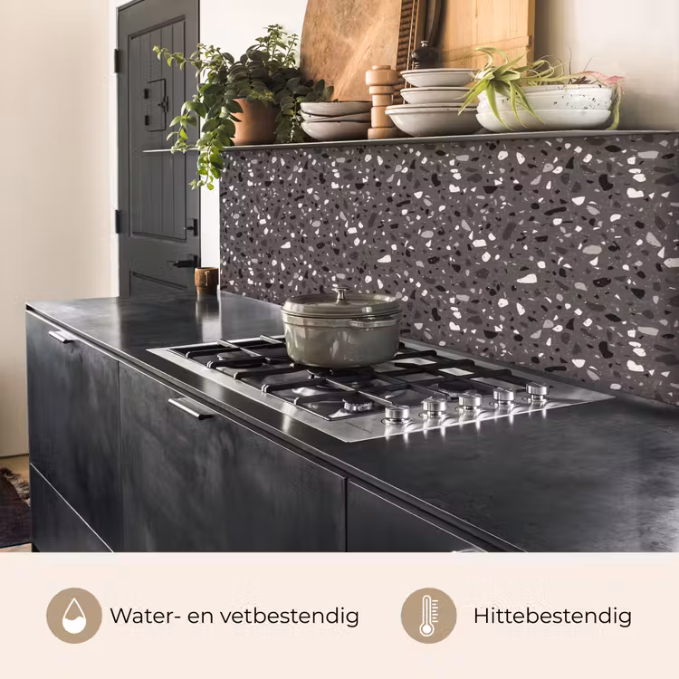 Keuken achterwand - Terrazzo - Patroon - Grijs — 5
