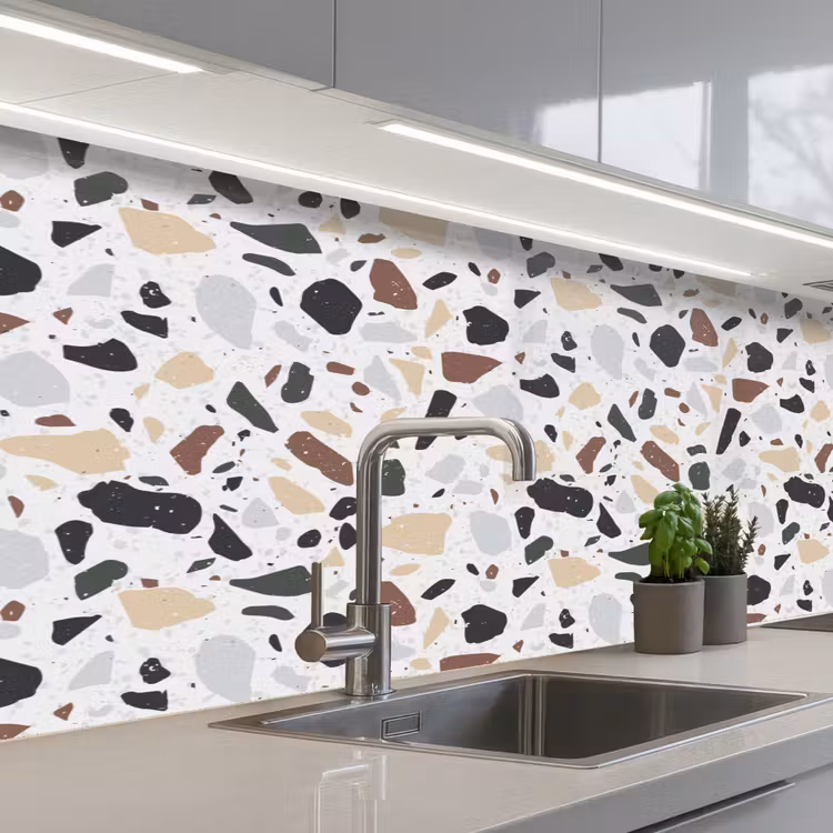 Keuken achterwand - Terrazzo - Patroon - Kleurrijk - Klei — 2