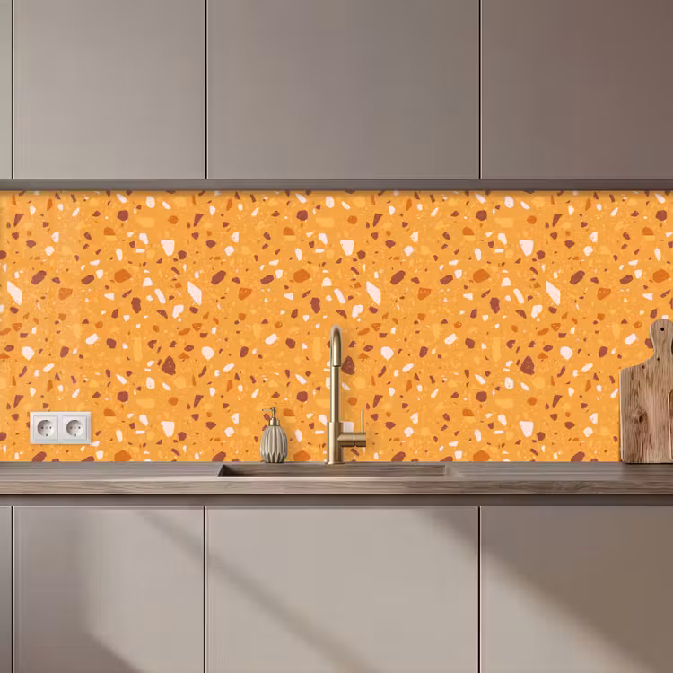 Keuken achterwand - Terrazzo - Patroon - Okergeel — 1