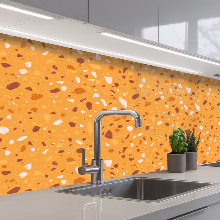 Keuken achterwand - Terrazzo - Patroon - Okergeel — 2