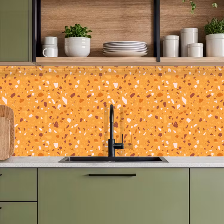 Keuken achterwand - Terrazzo - Patroon - Okergeel — 8
