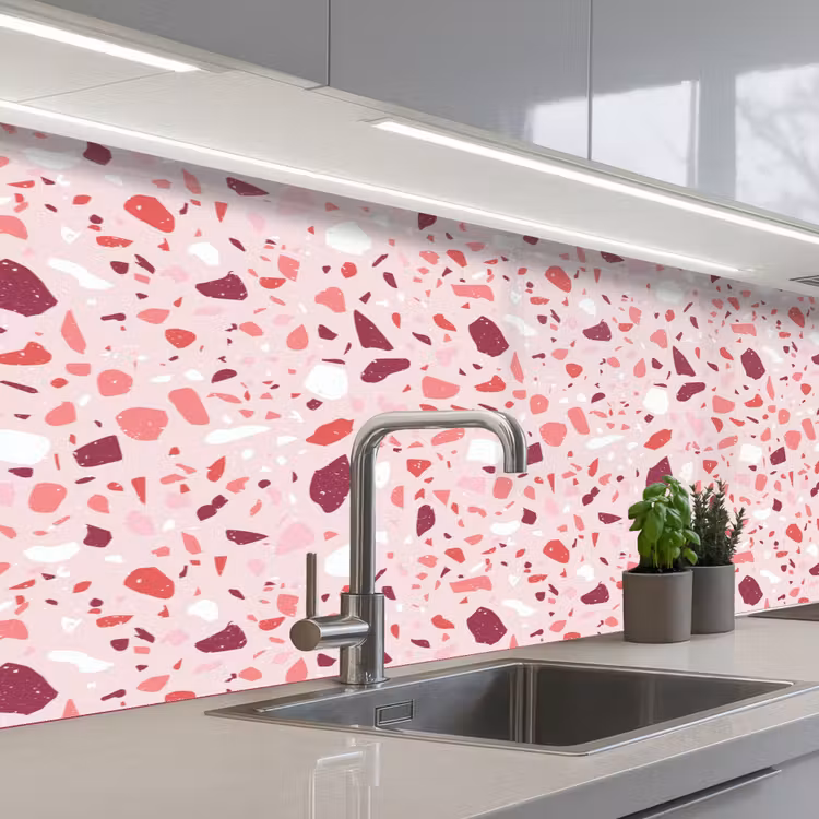 Keuken achterwand - Terrazzo - Patroon - Roze — 2