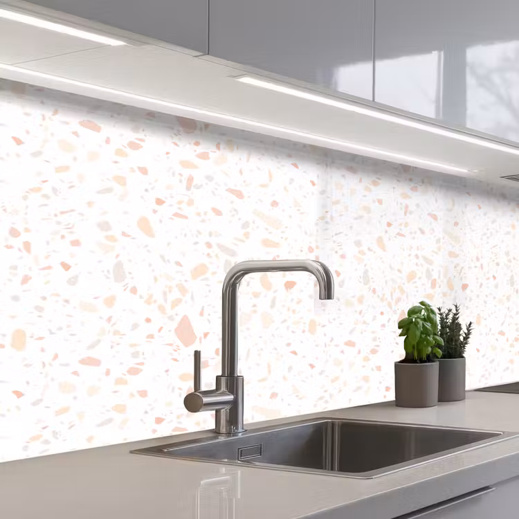 Keuken achterwand - Terrazzo - Patroon - Wit - Perzik — 2