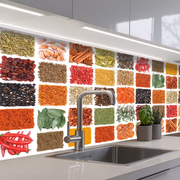 Keuken achterwand - Vierkanten - Specerijen - Kruiden - Grafisch — 2
