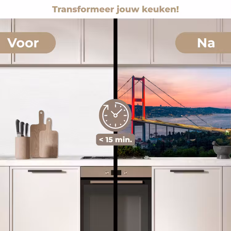 Keuken achterwand - Brug - Rood - Skyline - Water — 3