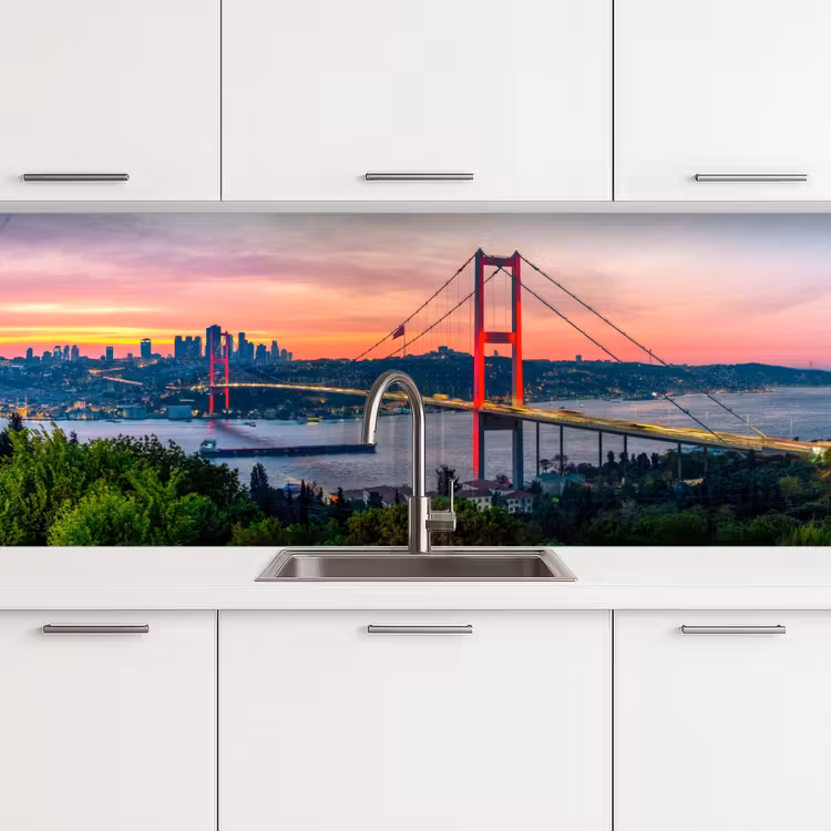 Keuken achterwand - Brug - Rood - Skyline - Water — 4