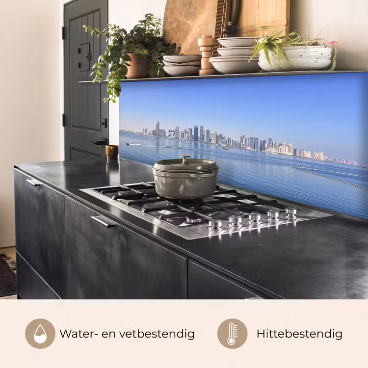 Keuken achterwand - Skyline - Blauw - Zee - Gebouwen - Stad — 5