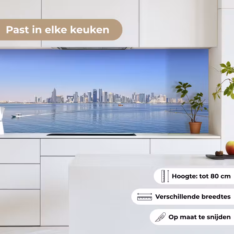 Keuken achterwand - Skyline - Blauw - Zee - Gebouwen - Stad — 7