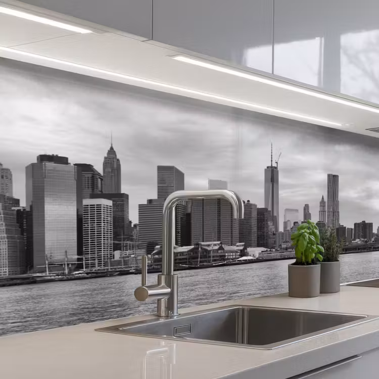 Keuken achterwand - Skyline - Brug - Gebouwen - Kleurloos — 2