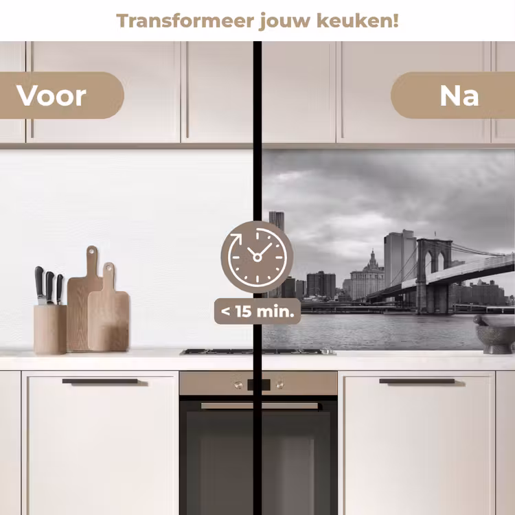 Keuken achterwand - Skyline - Brug - Gebouwen - Kleurloos — 3