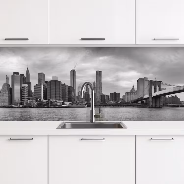 Keuken achterwand - Skyline - Brug - Gebouwen - Kleurloos — 4