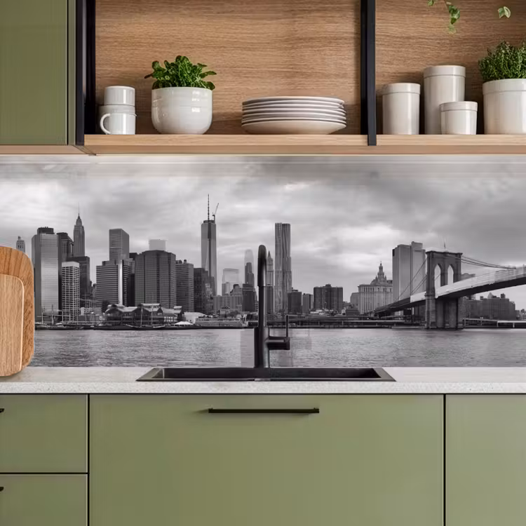 Keuken achterwand - Skyline - Brug - Gebouwen - Kleurloos — 8