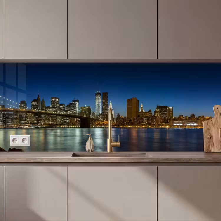 Keuken achterwand - Stadslichten - Avond - Skyline - Brug — 1