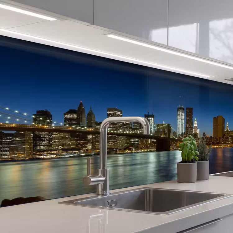 Keuken achterwand - Stadslichten - Avond - Skyline - Brug — 2