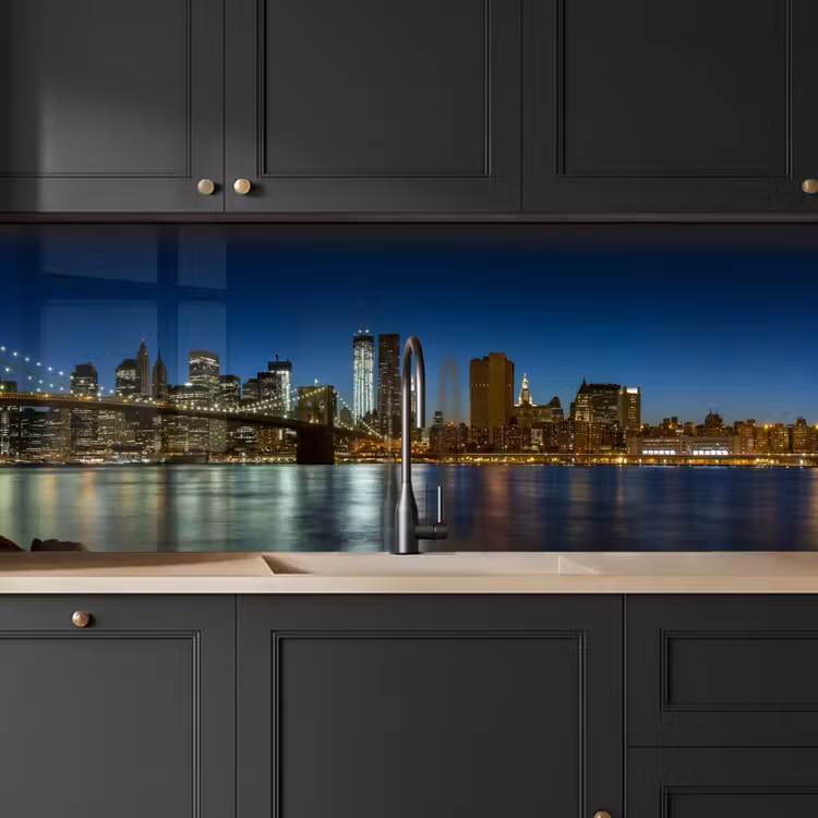 Keuken achterwand - Stadslichten - Avond - Skyline - Brug — 6