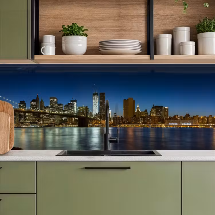 Keuken achterwand - Stadslichten - Avond - Skyline - Brug — 8