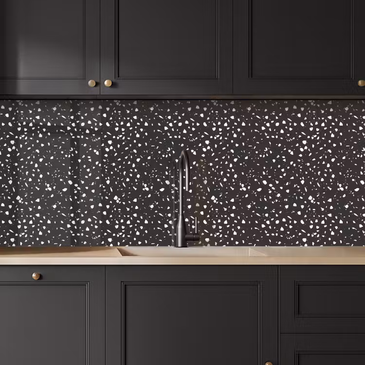Keuken achterwand - Terrazzo - Patroon - Zwart - Wit — 6