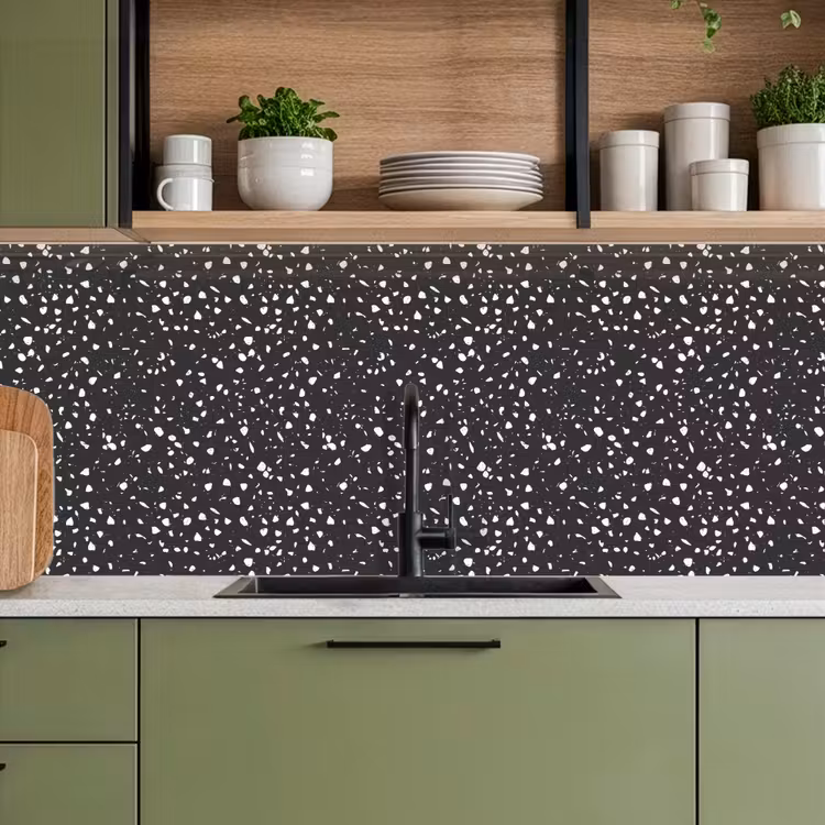 Keuken achterwand - Terrazzo - Patroon - Zwart - Wit — 8