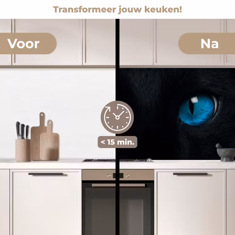 Keuken achterwand - Kat - Blauw - Dier - Zwart — 3