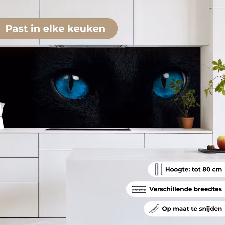 Keuken achterwand - Kat - Blauw - Dier - Zwart — 7