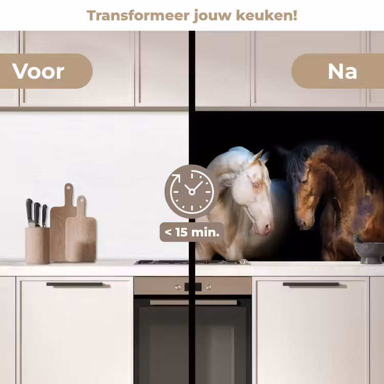 Keuken achterwand - Paard - Dieren - Zwart — 3