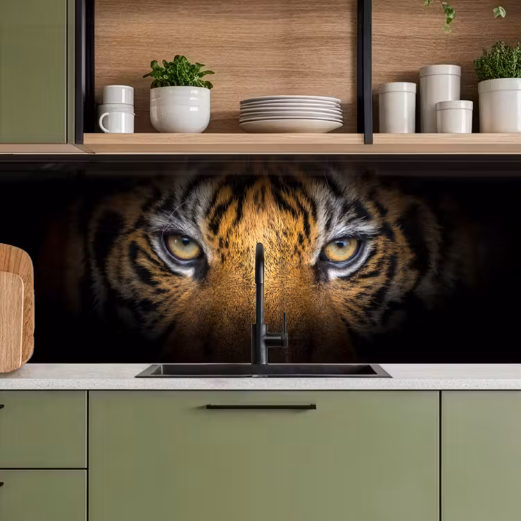 Keuken achterwand - Tijger - Zwart - Dier — 8