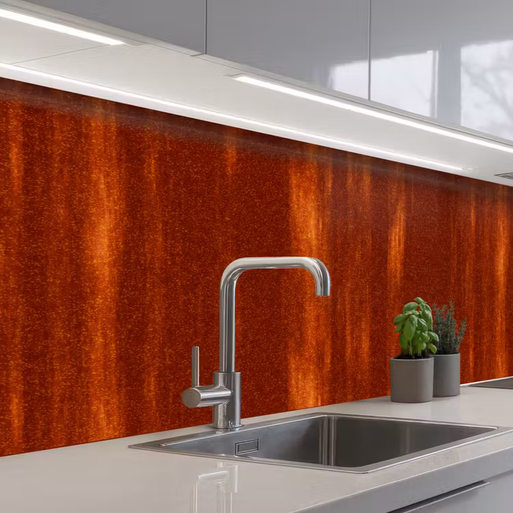 Keuken achterwand - Oranje - Rood - Roest - Metaal — 2