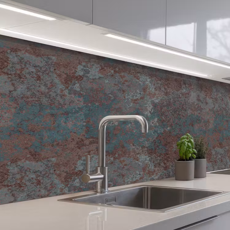 Keuken achterwand - Blauw - Grijs - Roest - Patroon — 2