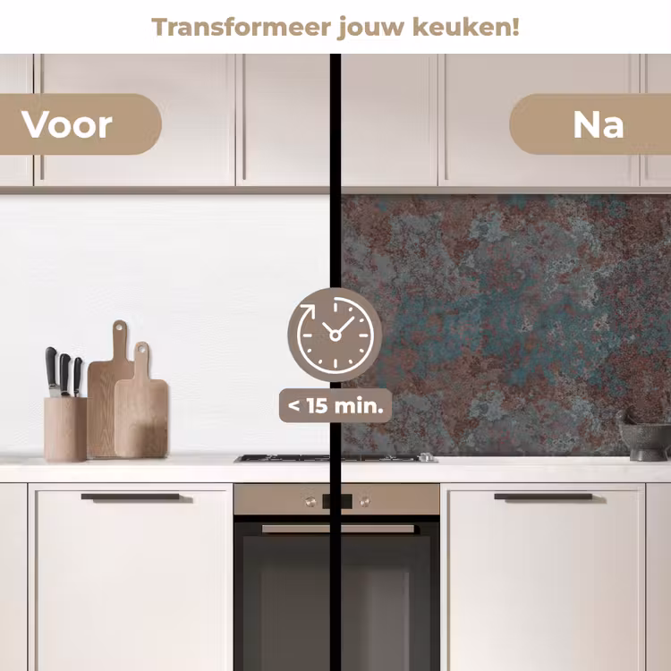 Keuken achterwand - Blauw - Grijs - Roest - Patroon — 3