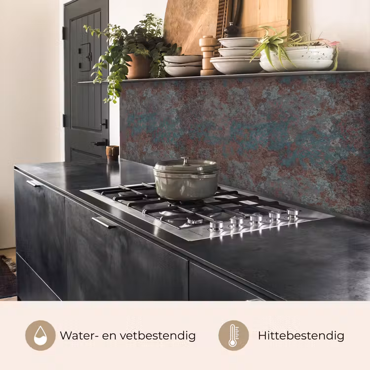 Keuken achterwand - Blauw - Grijs - Roest - Patroon — 5