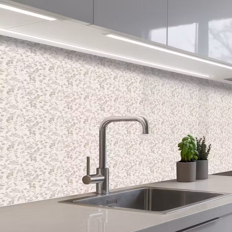 Keuken achterwand - Bloemen - Patroon - Taupe — 2