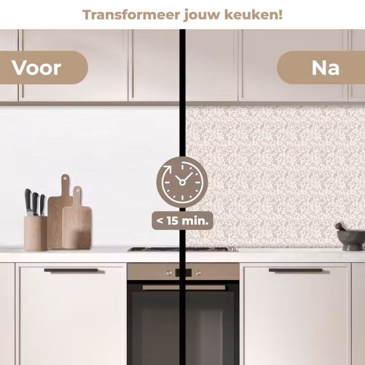 Keuken achterwand - Bloemen - Patroon - Taupe — 3
