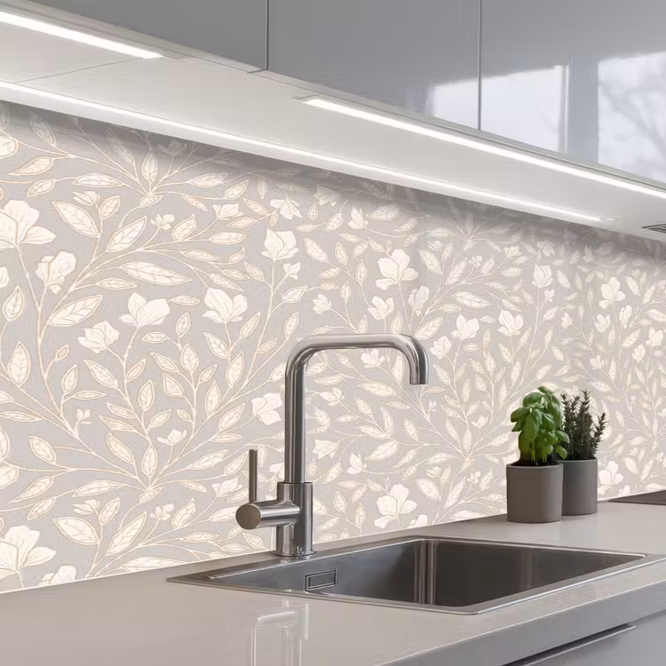 Keuken achterwand - Bloemen - Steel - Blaadjes — 2