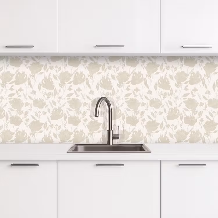 Keuken achterwand - Bloemenpatroon - Silhouet - Wit — 4