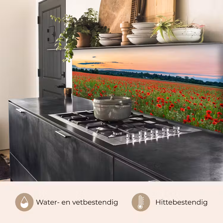 Keuken achterwand - Klaprozen - Landschap - Rood - Bloemen — 5