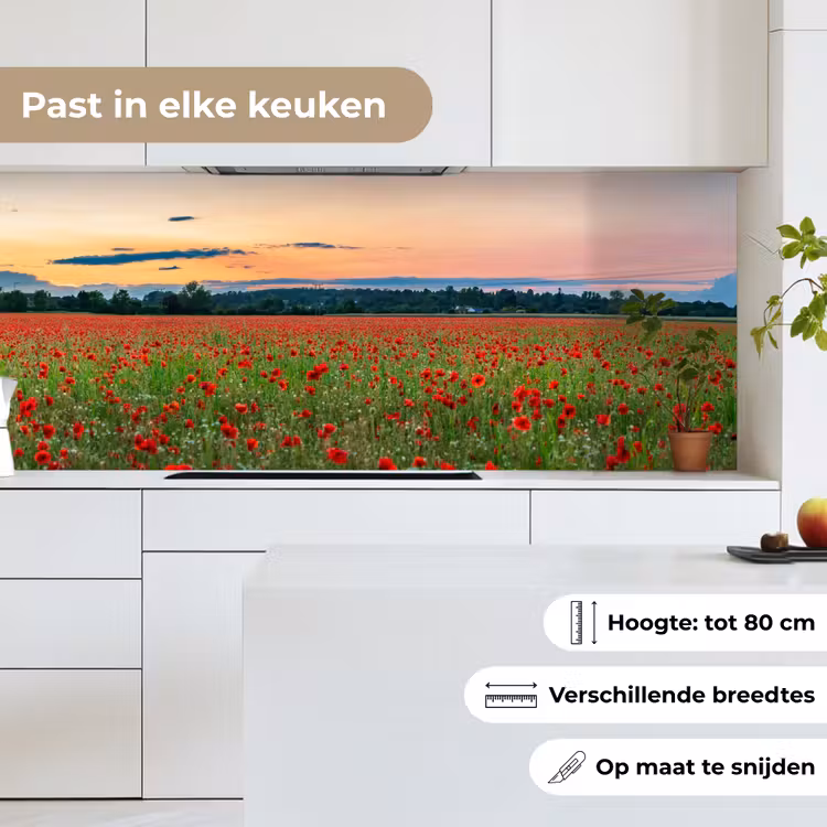 Keuken achterwand - Klaprozen - Landschap - Rood - Bloemen — 7