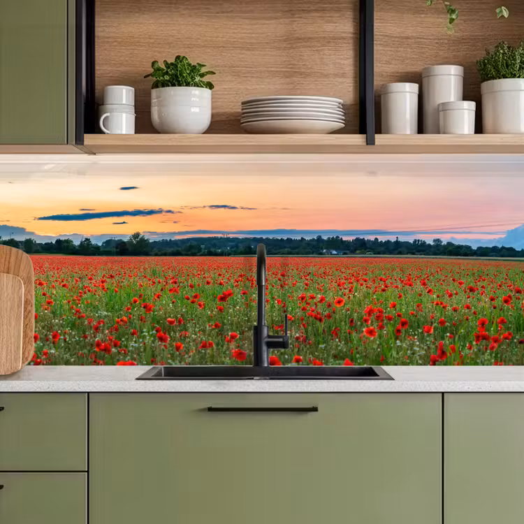 Keuken achterwand - Klaprozen - Landschap - Rood - Bloemen — 8